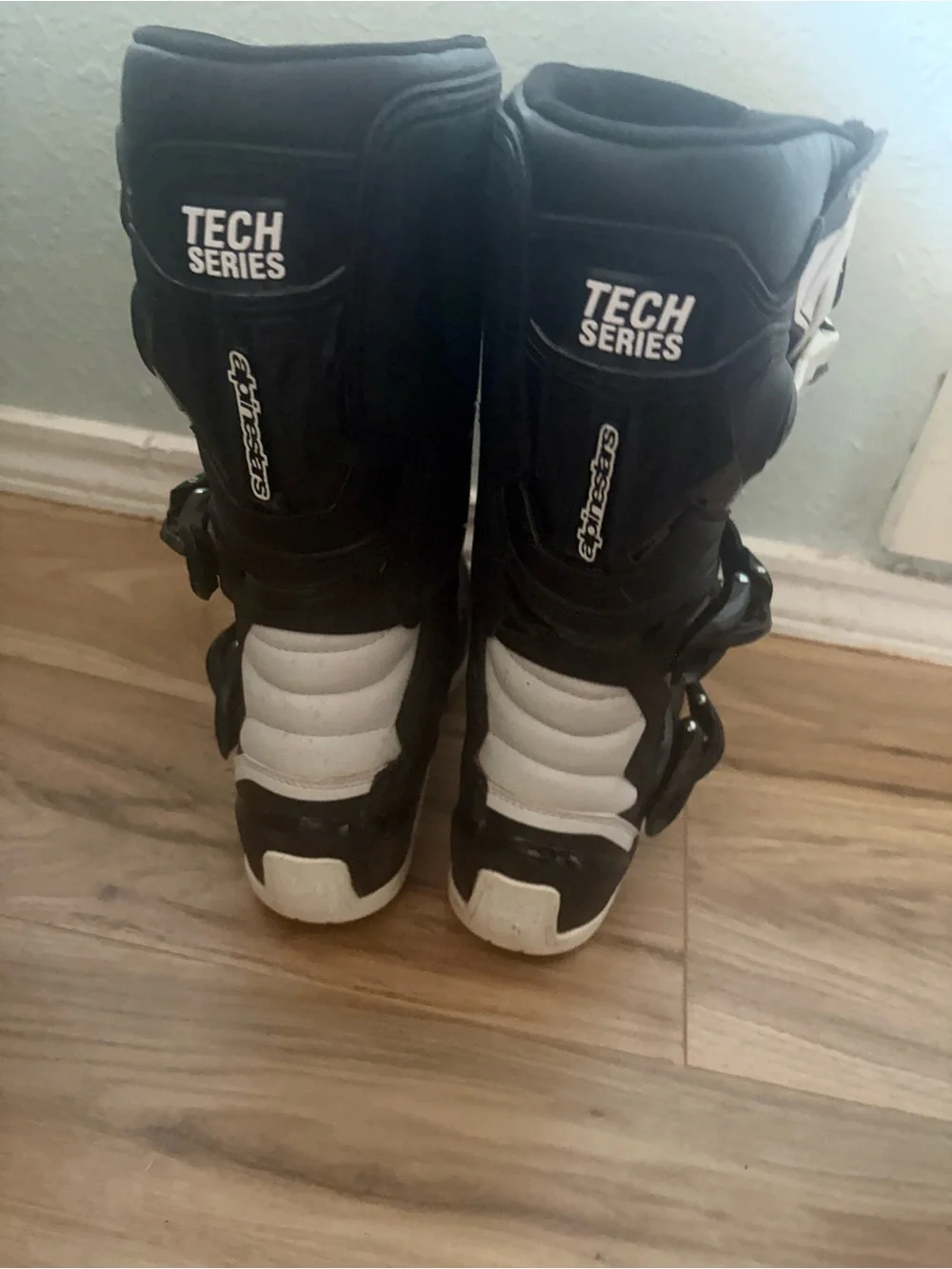 Alpinestars Kids Black and White Motocross Boots with Buckle Closure